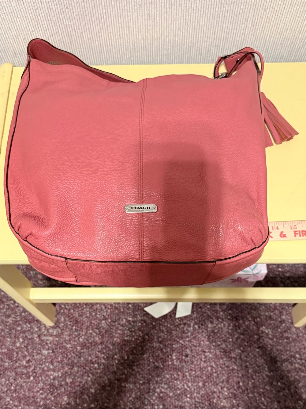 Coach Pebbled leather hobo purse in Tangerine/Coral/Salmon